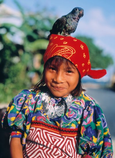 Cuna Indian Girl with a Parrot on Her Head by Unbekannt Unbekannt